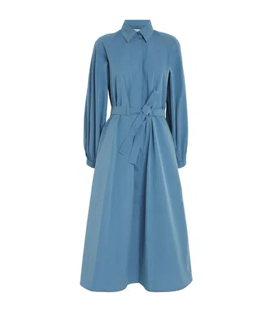 Max Mara Cotton Taffeta Midi Dress In Blue