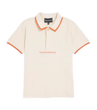Emporio Armani Logo Contrast Polo Shirt In White