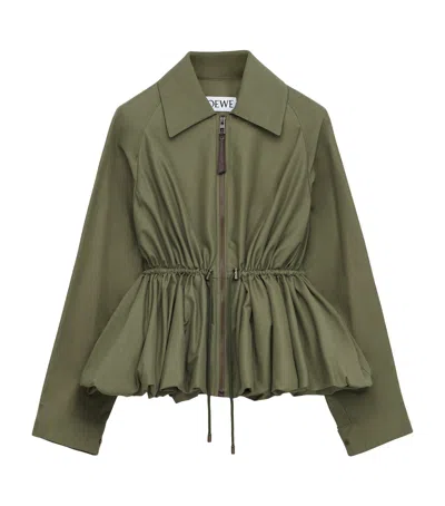 Loewe Ruched Cotton-blend Jacket In Green