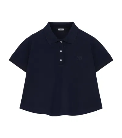 Loewe Womens Dark Navy Trapeze Cropped Cotton Polo Shirt In Blue