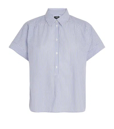 Me+em Cotton Voile Stripe Blouse In Blue