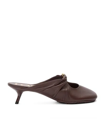 Loewe Pebble Embellished Cutout Leather Mules In Brown