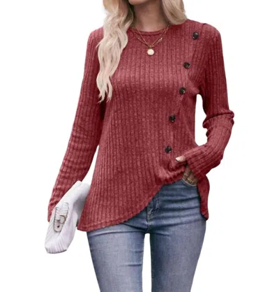 Unishe Reese Button Detail Asymmetrical Wrap Top In Wine In Red