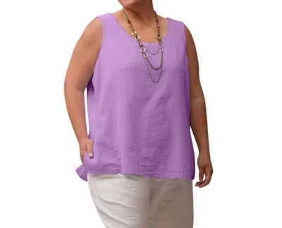 On The Plus Side Crinkle Cotton Sleeveless Top - Plus In Urchin In Purple