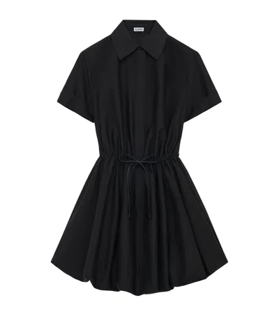 Loewe Womens Black Short-sleeve Collared Cotton-silk Mini Dress
