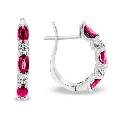 Diana M Jewels 2.00ctw Diamond And Ruby Hoop Earrings In 14k White Gold