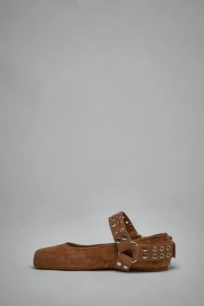 Alaïa Brown Biker Ballerina Flats