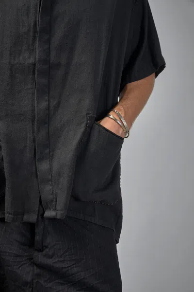 Geoffrey B Small Assymetric Swing Back Exaggerated Volume Short Sleeve Workshirt