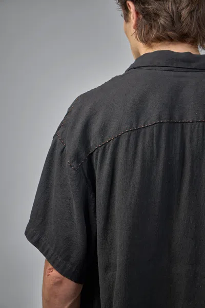 Geoffrey B Small Assymetric Swing Back Exaggerated Volume Short Sleeve Workshirt