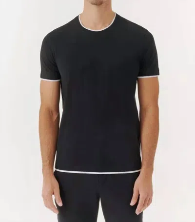 Atm Anthony Thomas Melillo Classic Jersey Double Trim Tee In Black/white In Black