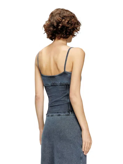 Diesel Denim Silhouette Top Spaghetti Straps In Blue