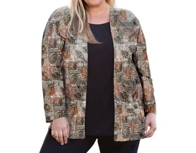 On The Plus Side Print Layla Twofer Top - Plus In Leaf Plaid In Brown