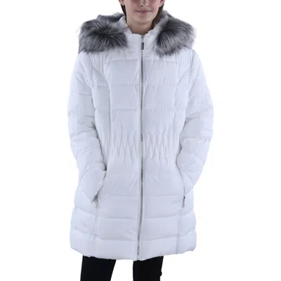 Laundry By Shelli Segal Womens Faux Fur Trim Hooded Puffer Jacket
