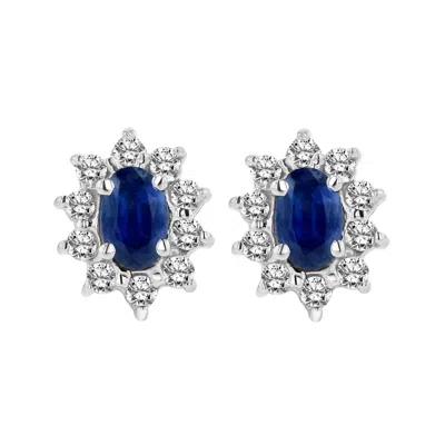 Diana M Jewels 0.70cttw Diamond And Sapphire Earring In 14k Gold