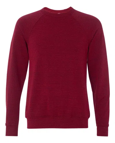 Burnside Men's Sponge Fleece Raglan Crewneck Sweatshirt In Red