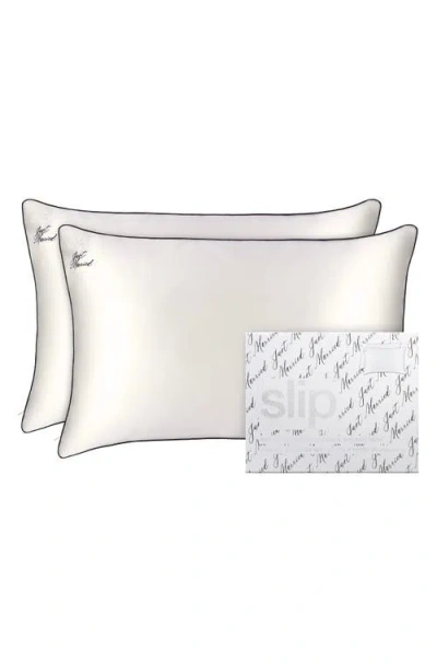 Slip Just Married Pure Silk Pillowcase Duo