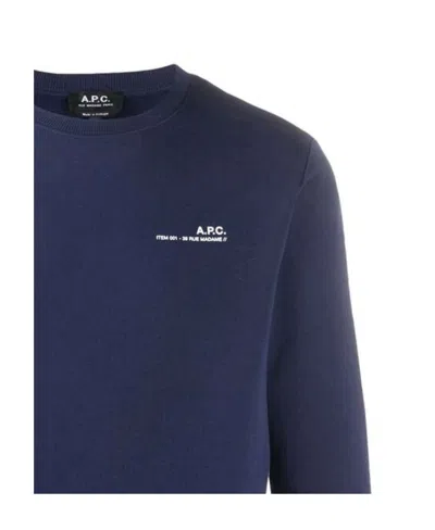 Apc Item Logo-print Cotton Sweatshirt In Blue