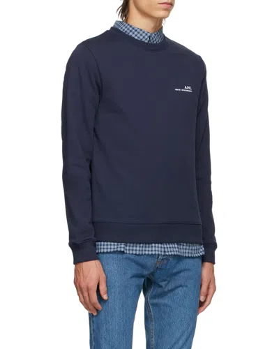 Apc Item Logo-print Cotton Sweatshirt In Blue
