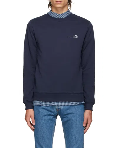 Apc Item Logo-print Cotton Sweatshirt In Blue