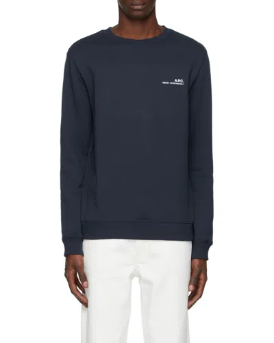 Apc Item Logo-print Cotton Sweatshirt In Blue