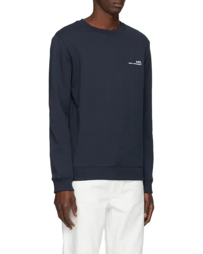 Apc Item Logo-print Cotton Sweatshirt In Blue