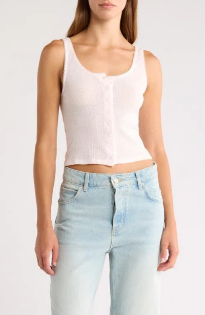 Pacsun Chiara Pointelle Cotton Tank In White