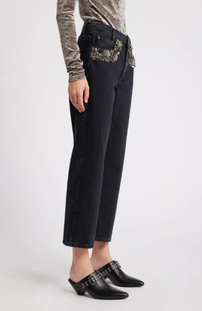 Frame The Beaded Hang Cropped Straight Leg Jeans