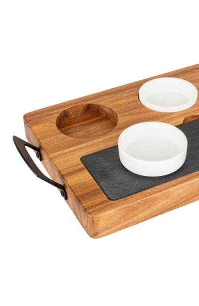 Viking 7-piece Acacia Wood Slate Cheese Board Set