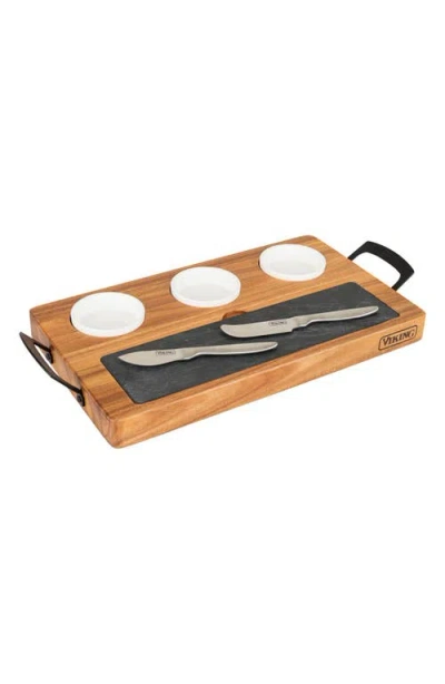 Viking 7-piece Acacia Wood Slate Cheese Board Set
