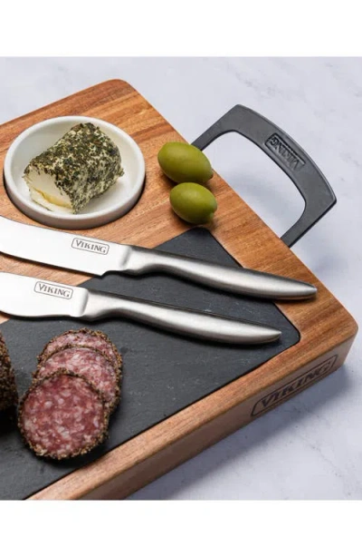 Viking 7-piece Acacia Wood Slate Cheese Board Set