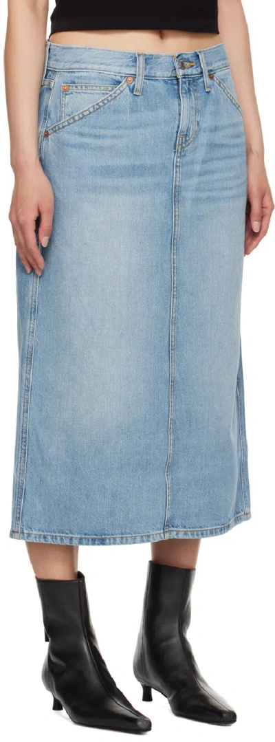 Re/done Denim Skirt With Pockets And Slit In Blue