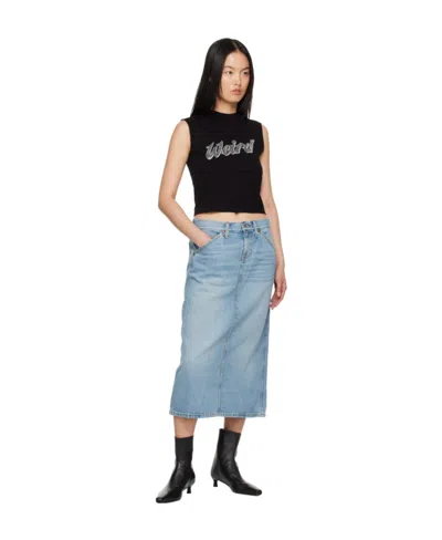 Re/done Denim Skirt With Pockets And Slit In Blue