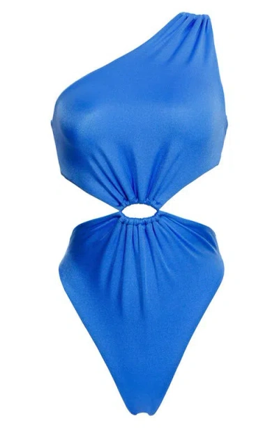 Agua Bendita Bloom Azure One-shoulder Cutout One-piece Swimsuit
