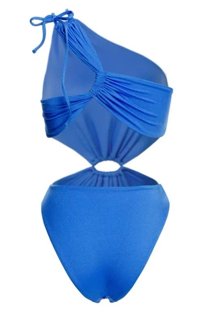 Agua Bendita Bloom Azure One-shoulder Cutout One-piece Swimsuit