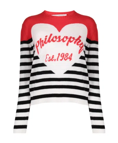 Philosophy Di Lorenzo Serafini Intarsia-logo Striped Sweatshirt In Multi