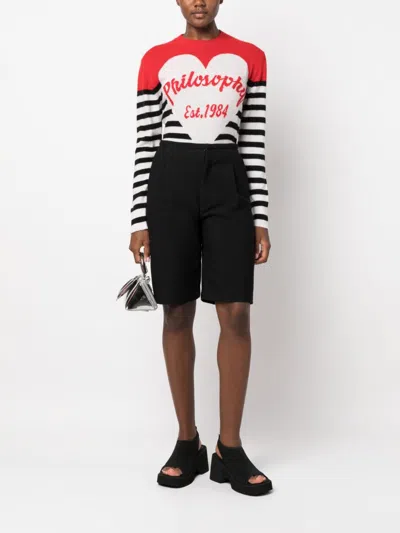 Philosophy Di Lorenzo Serafini Intarsia-logo Striped Sweatshirt In Multi