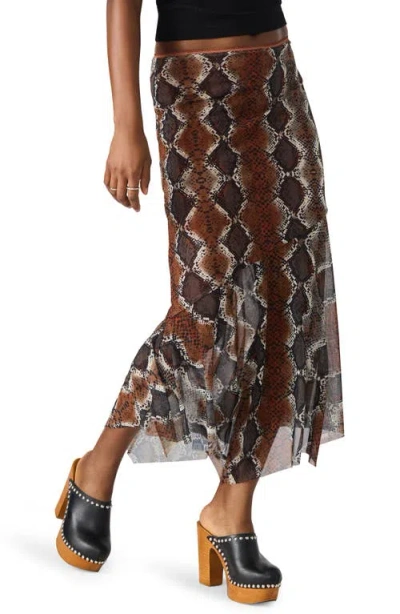 Steve Madden Lacie Snakeskin Print Midi Skirt