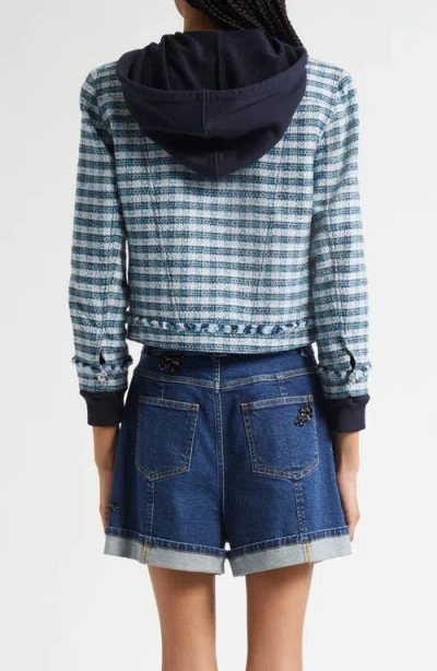 Cinq À Sept Matilda Emery Tweed Hooded Jacket In Blue