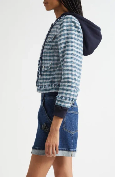Cinq À Sept Matilda Emery Tweed Hooded Jacket In Blue