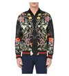 GUCCI Floral-Print Embroidered Silk Bomber Jacket