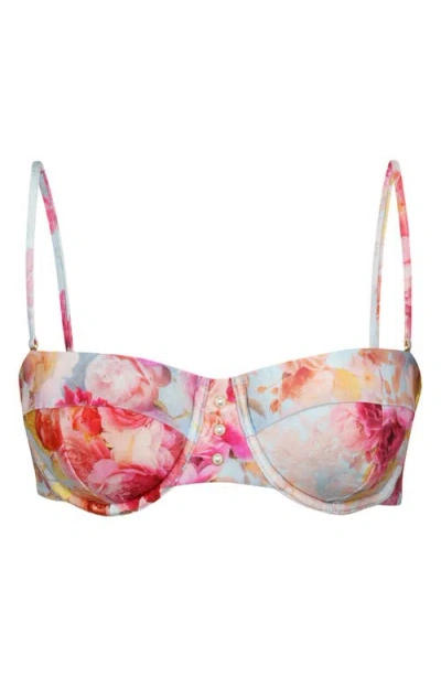 L Agence Alexandria Soft Cloud Floral Bikini Top
