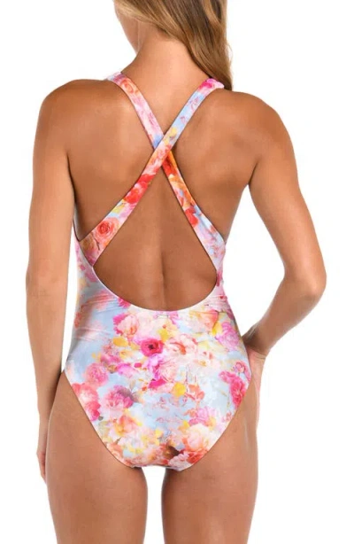 L Agence Soft Cloud Floral Lisa Plunge One-piece Swimsuit