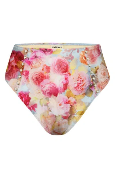 L Agence Vanessa Soft Cloud Floral High-waist Bikini Bottoms