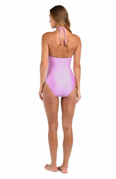 L Agence L'agence Leila Shimmer Halter One Piece Swimsuit
