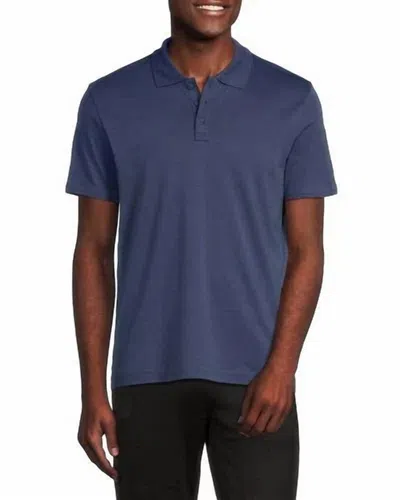 Atm Anthony Thomas Melillo Pima Cotton Interlock Short Sleeve Polo In Naval Blue In Blue