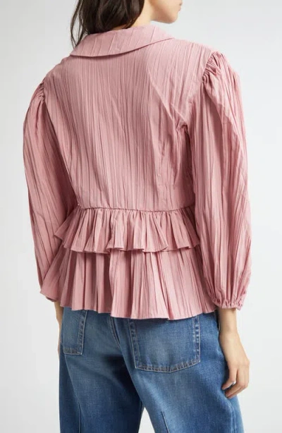 Stine Goya Plissé Tie Front Balloon Sleeve Top