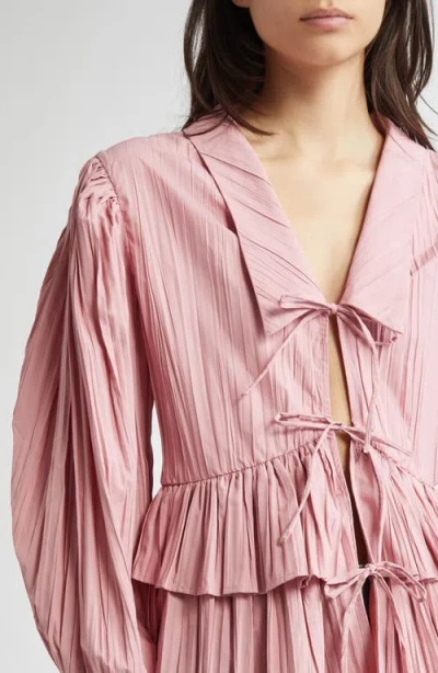 Stine Goya Plissé Tie Front Balloon Sleeve Top