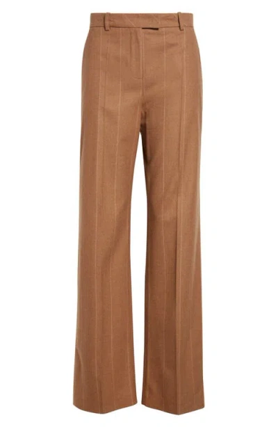 Eleventy Pinstripe Wool Straight Leg Pants In Brown