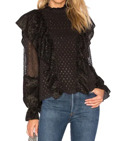 Rachel Zoe Sienna Top In Black & Gold In Black