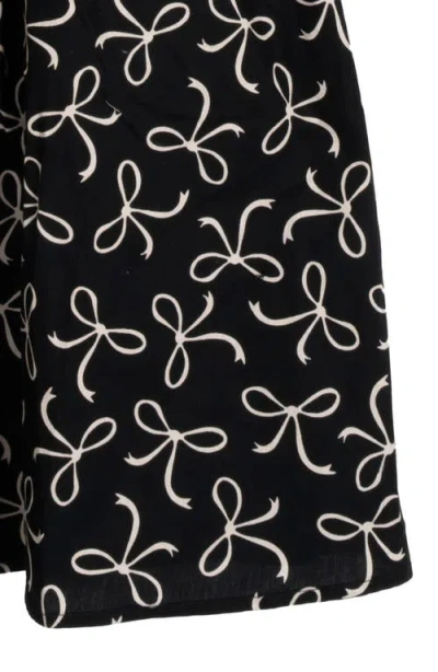 Rare Editions Kids' Bow Print Cotton Babydoll Dress In Black